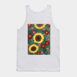 Fall Sunflower Pattern Tank Top